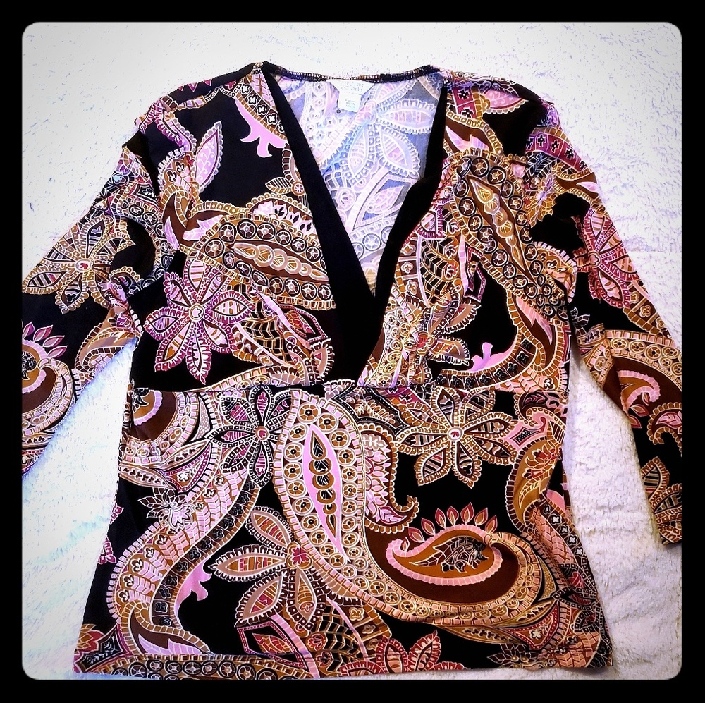 V-neck, Multicolored, Christopher & Banks Shirt